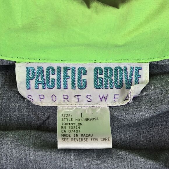 Vintage Windbreaker Men's L Color Block Neon 80s 90s Pacific Grove Sportswear - Picture 5 of 16